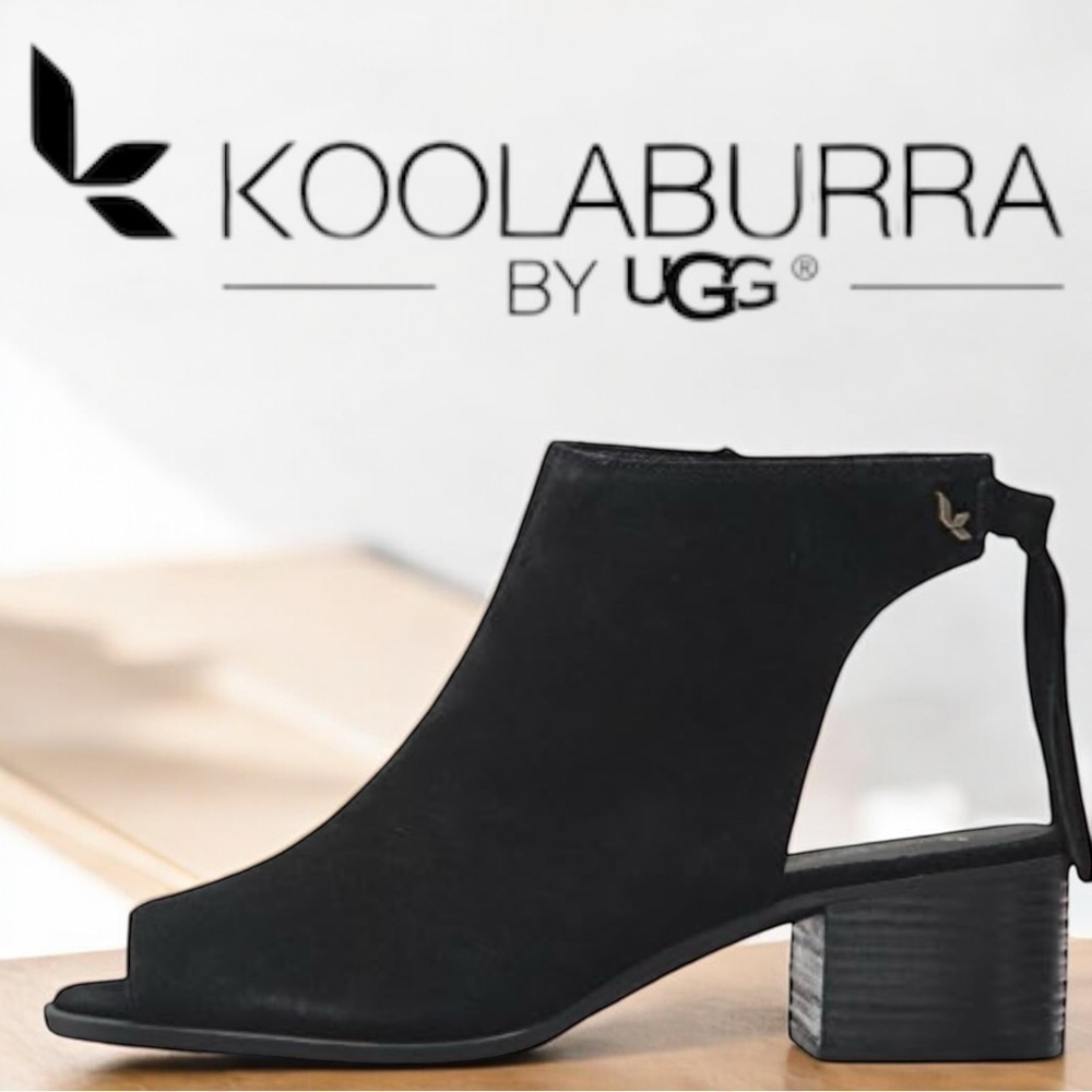 Koolaburra by UGG Women's Lene Black Suede Peep-Toe Bootie Size 7